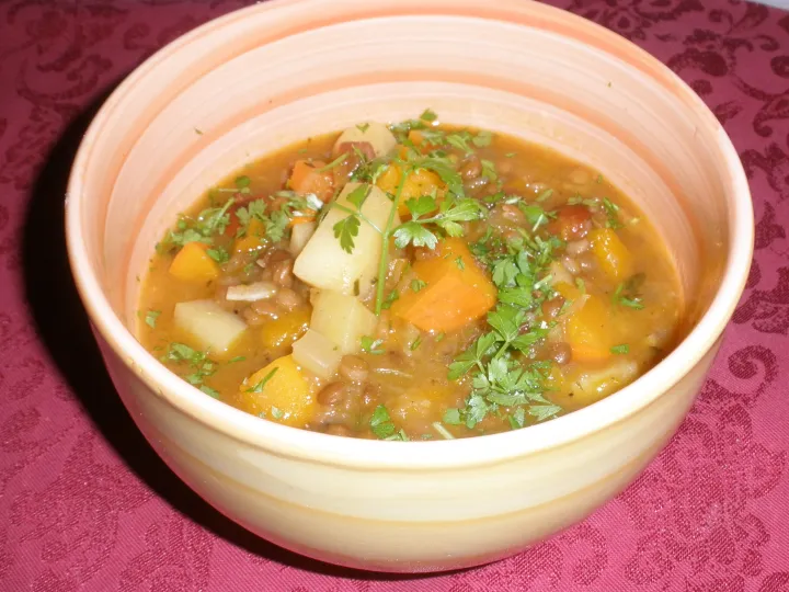 Kürbis - Linseneintopf aus dem Crock Pot