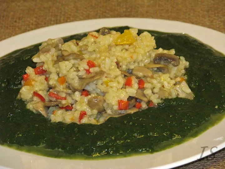 Champignonrisotto mit Cremespinat