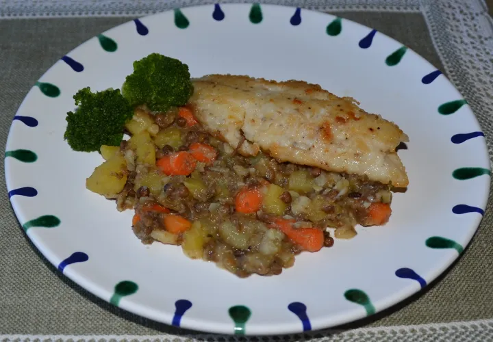 Fischfilet auf Linsen