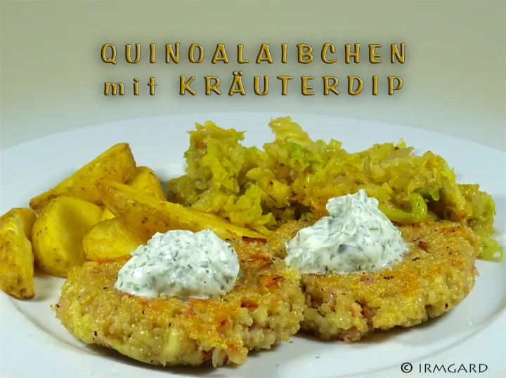Quinoalaibchen mit Kräuterdip