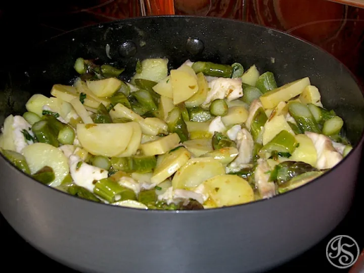 Seezungenpfanne mit Grünspargel
