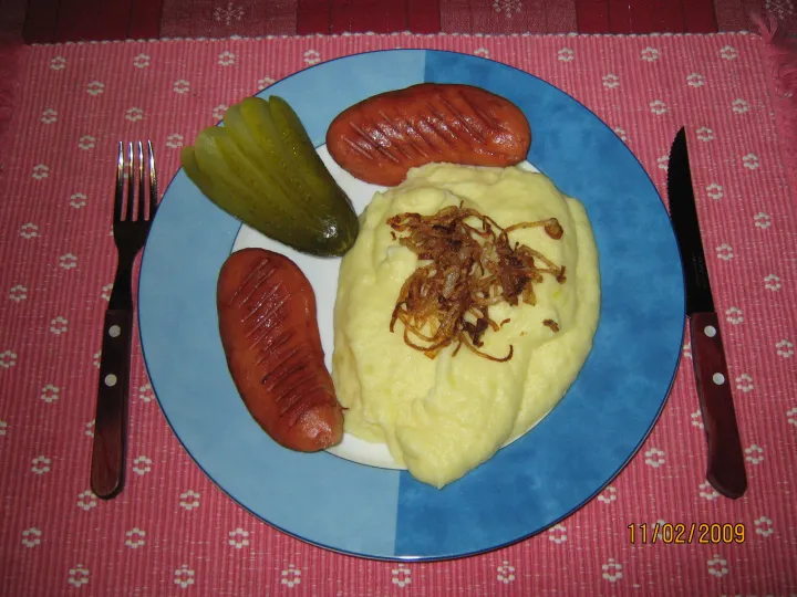 Gebratene Knacker & Erdäpfelpüree