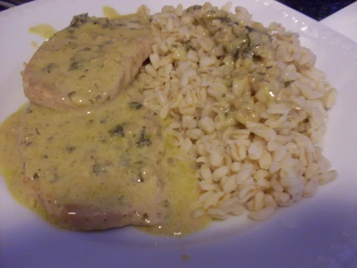 Naturschnitzel in Senfsosse mit Ebly