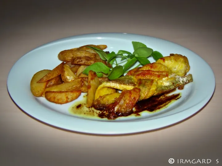 Fischzöpfchen mit Kartoffelwedges