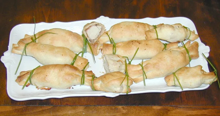 Hühnerbruststreifen im Strudelteig