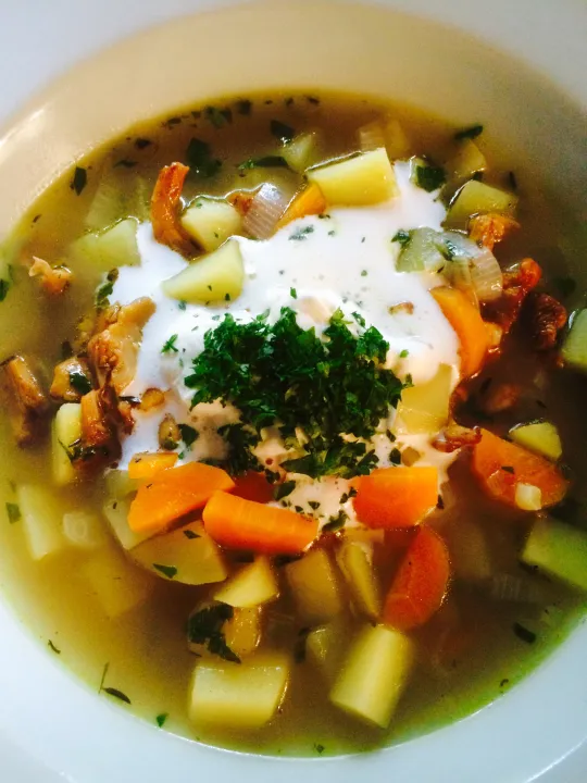 Eierschwammerl-Gemüse Suppe 