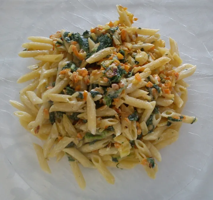Penne mit Blattspinat