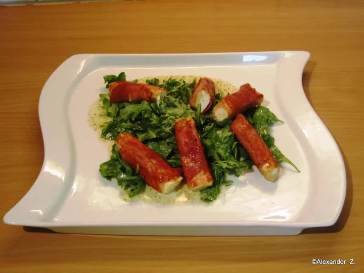 Schafkäse im Speckmantel