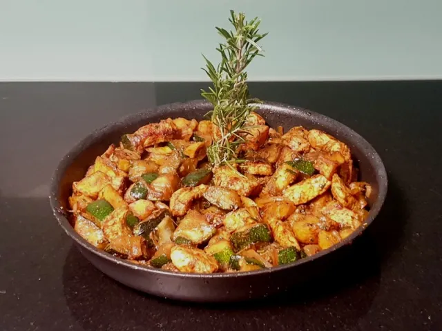 Puten Zucchini Pfanne mit Kartoffeln